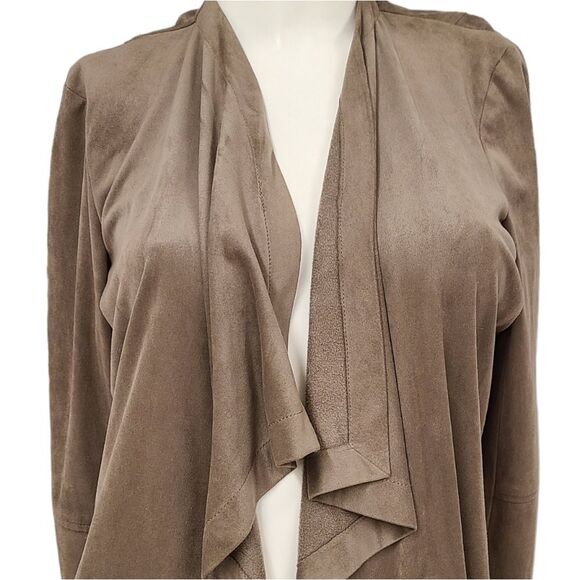 Dalia Taupe Faux Suede Drape Jacket Womens size Medium - Picture 4 of 7